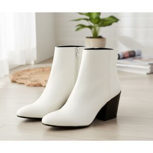 Dolce Vita Coltyn Ankle Boots Lulus White Leather Pointed Toe Womens Size 8.5